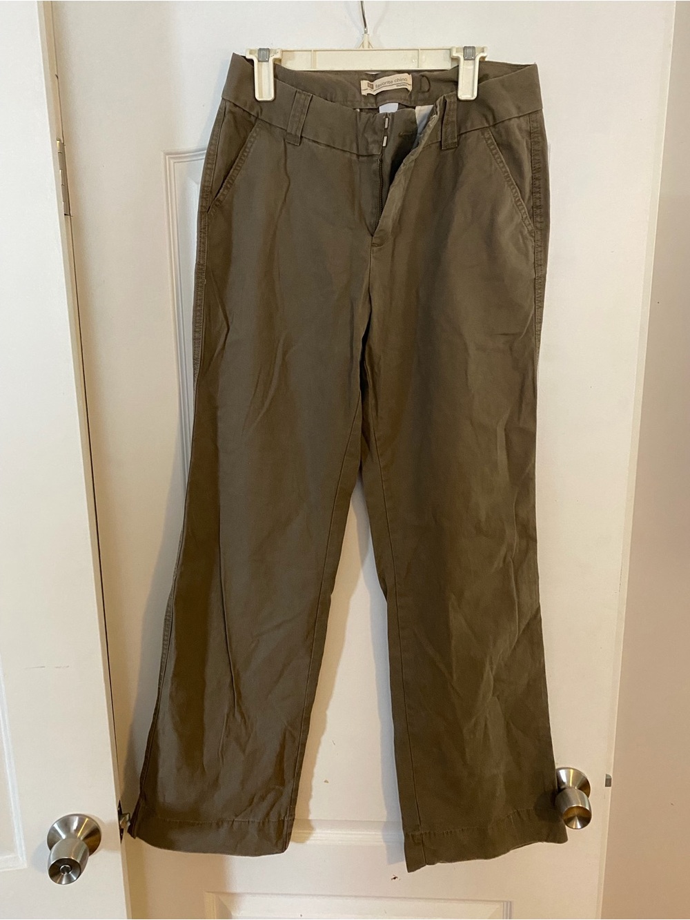 Womens Casual Straight-Leg Pants - Olive